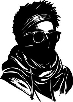 Mysterious Figure in Bandana and Sunglasses Art for Design Projects