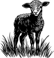 Illustration of a Lamb Standing in Grass for Artistic Design Use vector