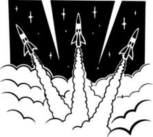 Rocket Launch Illustration for Space Exploration Themes vector