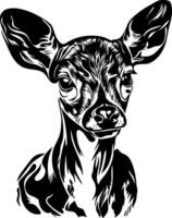 Intricate Deer Illustration in Black Stencil Art Style for Creative Design Use vector
