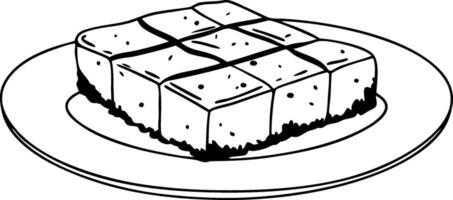 Delicious Brownie Squares on Plate Illustration for Recipes and Cookbooks vector