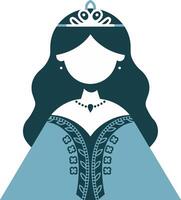 Elegant Princess Illustration with Tiara and Ornate Gown for Design Projects vector