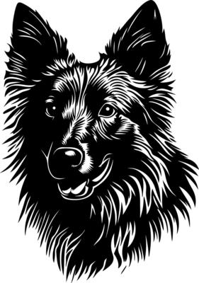 Border Collie Dog Head Art for Tattoo and Design Projects