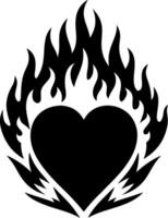 Flaming Heart Symbolizing Passion and Energy for Tattoo or Graphic Design vector