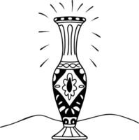 Ornate Decorative Vase Line Art with Intricate Patterns for Tattoo or Coloring Book vector