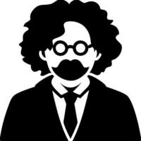 Retro Scientist Silhouette Art with Glasses and Mustache vector