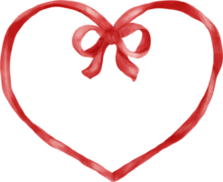 Retro Coquette Heart Shape Frame with bow Watercolor Aesthetic png