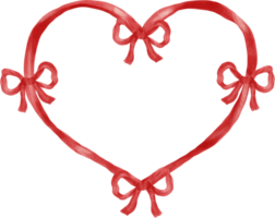 Coquette Heart Shape Frame with bow Watercolor png