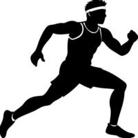 Silhouette of a Dynamic Athlete Running in Motion for Fitness Design vector