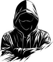 Hooded Mysterious Figure Design for Tattoos and Graphics vector