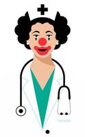 Smiling Nurse Clown Character Illustration with Stethoscope vector