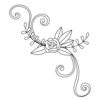 Intricate Flower and Leaf Line Drawings with Curls png