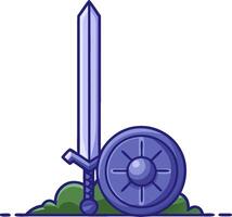 Medieval Sword and Shield Illustration for Gaming and Design vector