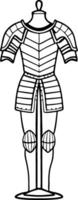 Medieval Knight Armor Outline Illustration for Design and Educational Use vector
