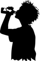 Silhouette of Person Drinking from Bottle for Lifestyle Design and Art Projects vector