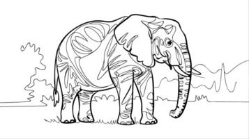 Elephant Line Art Illustration for Coloring Books and Design Projects vector