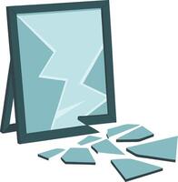 Broken Mirror with Shattered Glass Representation of Bad Luck and Reflection Concept vector