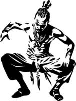 Dynamic Tribal Warrior Silhouette for Art and Design Projects vector