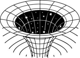 Space Time Warp Grid with Starry Wormhole Illustration vector