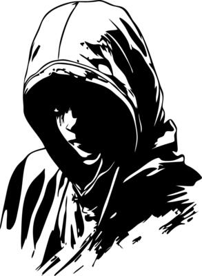 Mysterious Hooded Figure Art for Posters and Tattoos