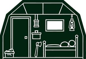 Rustic Cabin Interior Illustration Camping Adventure Design vector