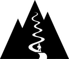 Mountain Adventure Pathway Silhouette with Hiker for Inspirational Design vector