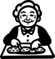 Smiling Grandmother Baking Cookies Illustration for Culinary Projects vector