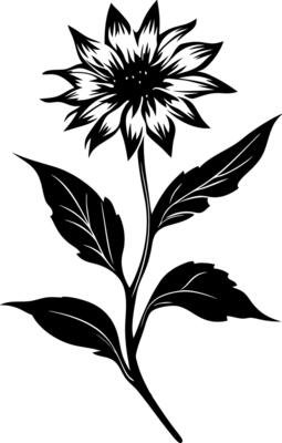 Black Silhouette Floral Elegant Botanical Design for Tattoos and Graphic Art