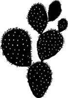 Black Silhouette Prickly Pear Cactus Art for Nature Illustrations vector