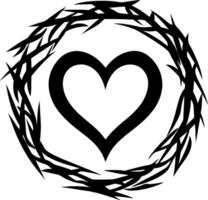 Black Heart Encircled by Sharp Thorns for Tattoo or Graphic Design vector