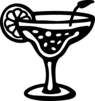 Cocktail Glass with Lemon Slice Outline for Bar Menus and Decorations vector