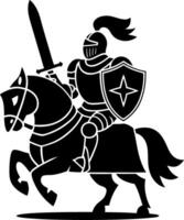 Medieval Knight on Horseback with Sword and Shield Art vector
