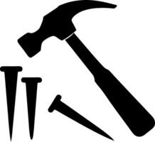 Hammer and Nails Silhouette for Construction DIY Projects and Tool Design vector