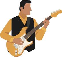 Illustration of Guitarist Playing Electric Guitar for Music Themes vector