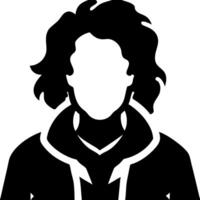 Silhouette of Person with Curly Hair and Jacket for Artistic and Design Usage vector