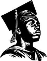 Inspirational Graduate Silhouette in Cap and Gown for Educational Themes and Motivational Art vector
