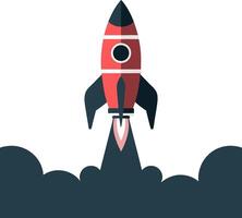 Illustration of Red Rocket Launching Symbolizing Innovation and Progress vector