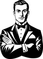 Elegant Gentleman in Tuxedo Art Illustration for Design Projects vector