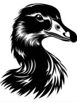 Elegant Duck Head Silhouette Art for Tattoo and Design Projects vector
