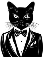 Elegant Cat in Tuxedo Black and White Art for Creative Design Projects vector