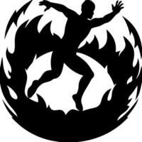 Dynamic Silhouette of Man in Flames Ideal for Tattoo or Graphic Design vector