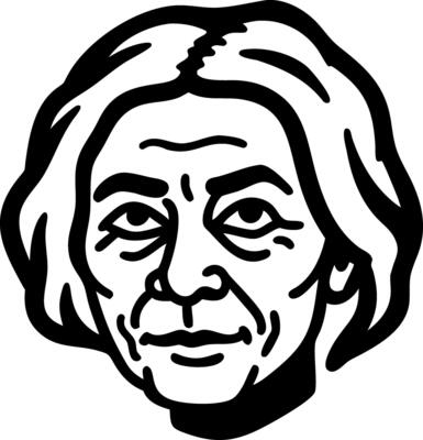 Elderly Face Illustration Black and White Art for Tattoo or Coloring Books