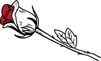 Elegant Red Rose Art for Tattoo Design and Coloring Book Use vector