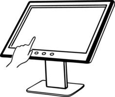 Hand Touching Interactive Touchscreen Monitor Illustration for Technology and Design vector