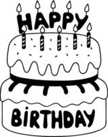 Happy Birthday Cake Illustration with Candles for Celebration Art and Design vector