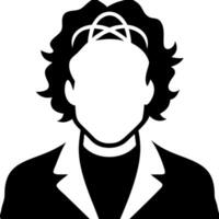 Minimalistic Silhouette of Curly Haired Person with Headband vector