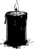 Illustration of Melting Candle with Flickering Flame Dark Contours for Design Projects vector