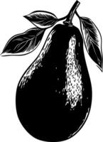 Stylized Pear Illustration with Leaves for Art and Design Projects vector