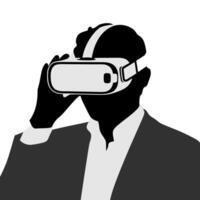 Illustration of Man Using Virtual Reality Headset Technology vector