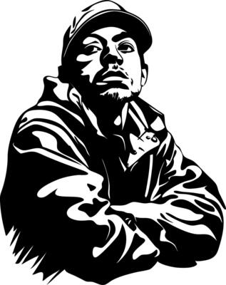 Portrait of Thoughtful Man in Jacket and Cap Ideal for Tattoo or Graphic Design